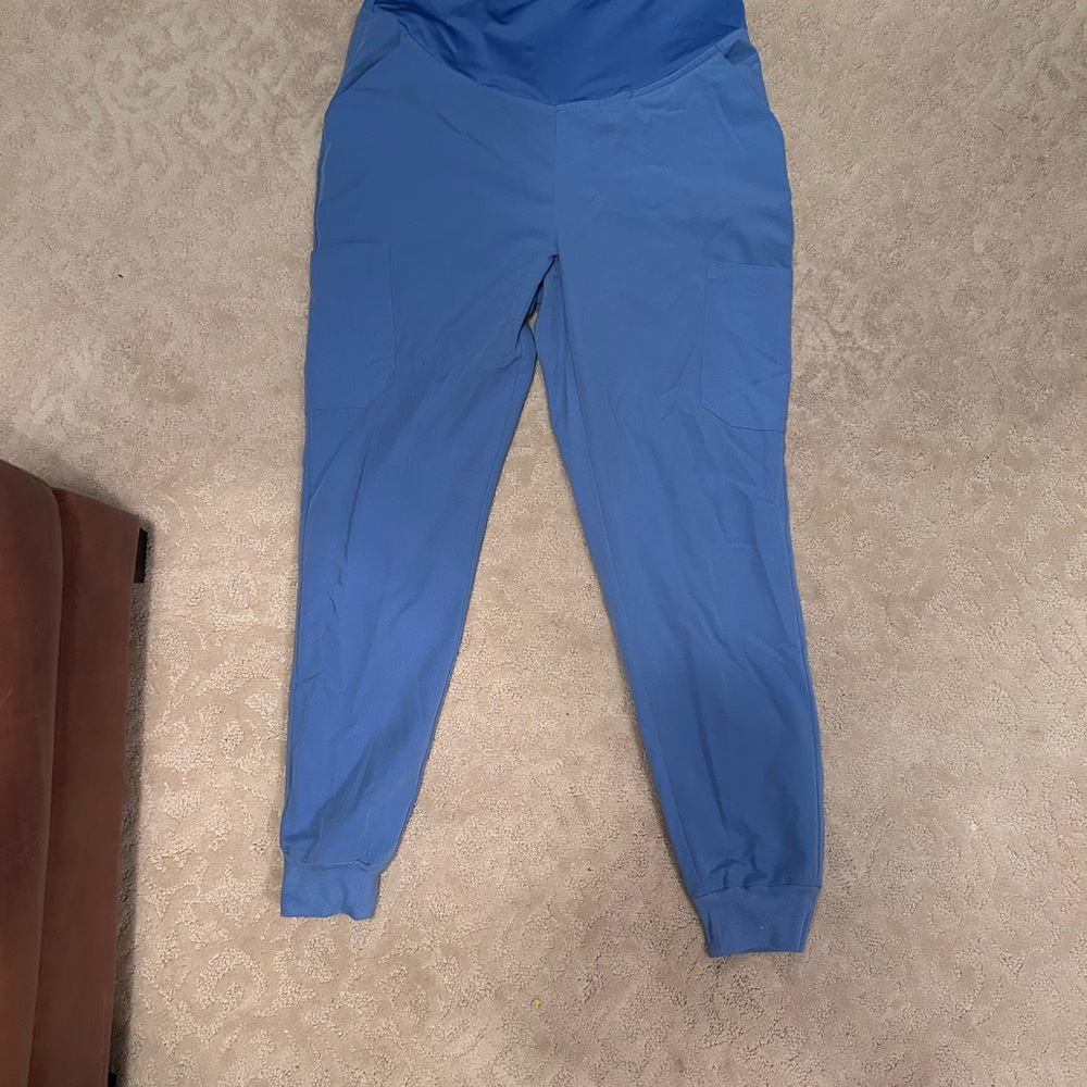Mandala Ceil blue maternity scrub top and jogger pants